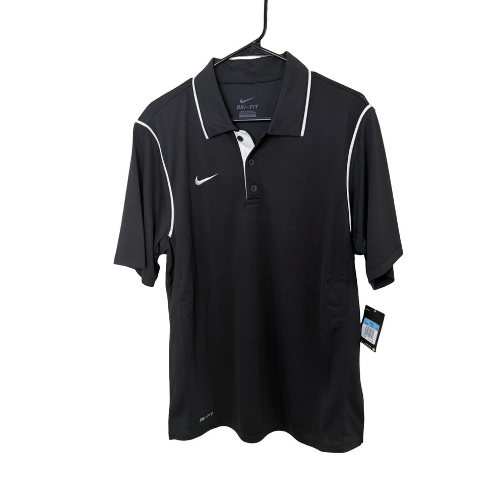 Nike Dri-FIT Mens Training Polo Shirt Black White Size M NWT